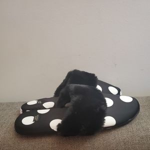 Victoria Secret Signature Black White Polka Dots Slip On Slipper Sz L/9-10.